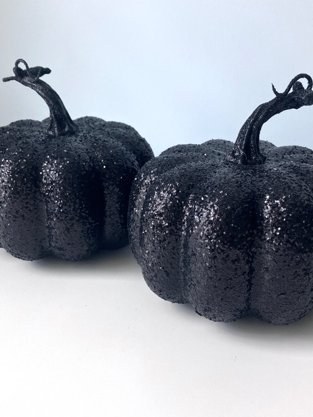 Halloween Black Glitter Pumpkin Set Glam Decor Tabletop Witchy